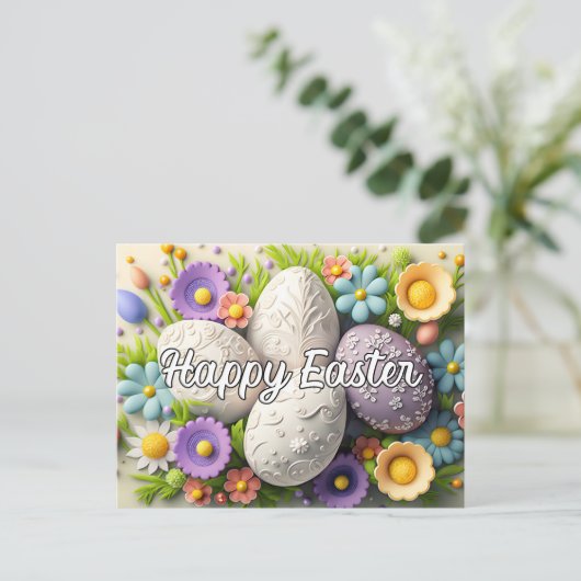 Mooie kleurrijke feestelijke paascollage briefkaart (Staand voorkant)