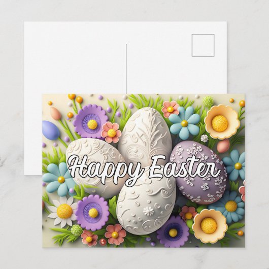 Mooie kleurrijke feestelijke paascollage briefkaart (Voorkant / Achterkant)