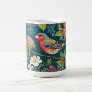 Mooie kleurrijke Finch Bird Botanical Koffiemok