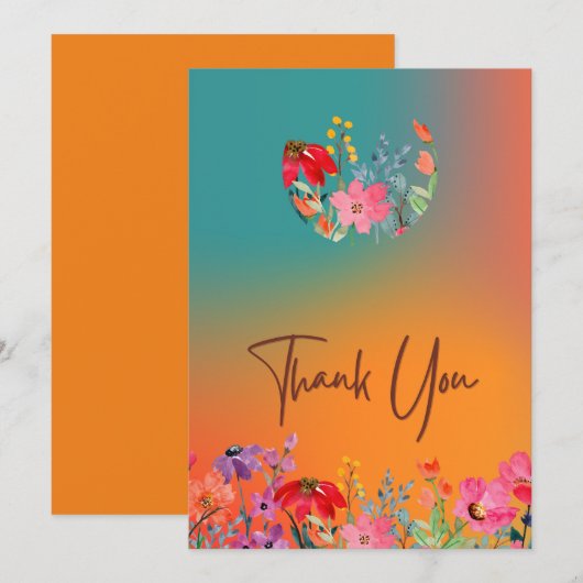 Mooie, kleurrijke flat met dank voor je kaart (Voorkant / Achterkant)