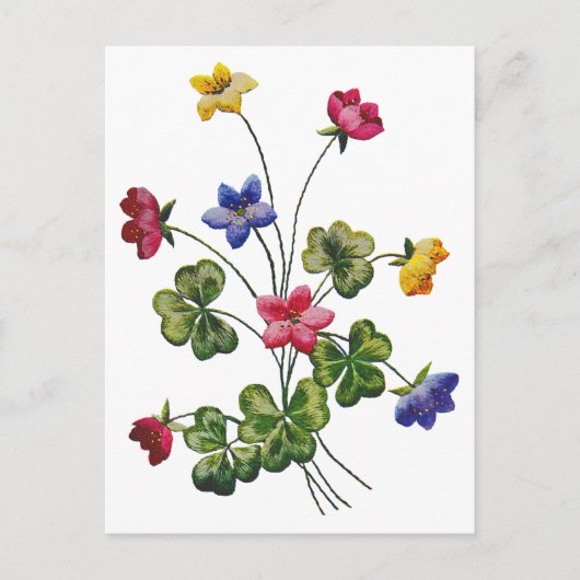 Mooie kleurrijke geborduurde houtzuring briefkaart (Voorkant)