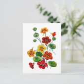 Mooie kleurrijke geborduurde Nasturtiums Briefkaart (Staand voorkant)