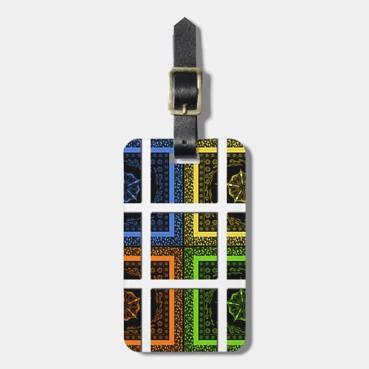 Mooie kleurrijke geruite geometrische strepen bagagelabel (Voorkant verticaal)