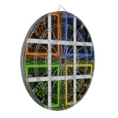 Mooie kleurrijke geruite geometrische strepen dartbord (Voorkant Links)