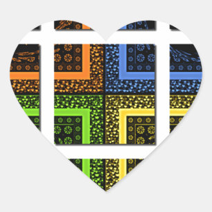 Mooie kleurrijke geruite geometrische strepen hart sticker