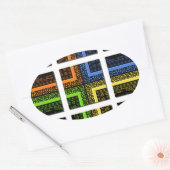 Mooie kleurrijke geruite geometrische strepen ovale sticker (Envelop)