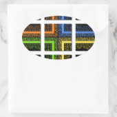 Mooie kleurrijke geruite geometrische strepen ovale sticker (Tas)