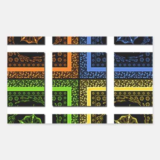 Mooie kleurrijke geruite geometrische strepen rechthoekige sticker (Voorkant)