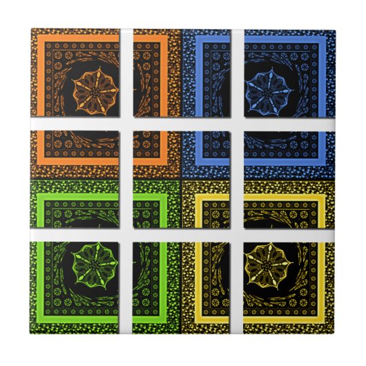 Mooie kleurrijke geruite geometrische strepen tegeltje (Voorkant)