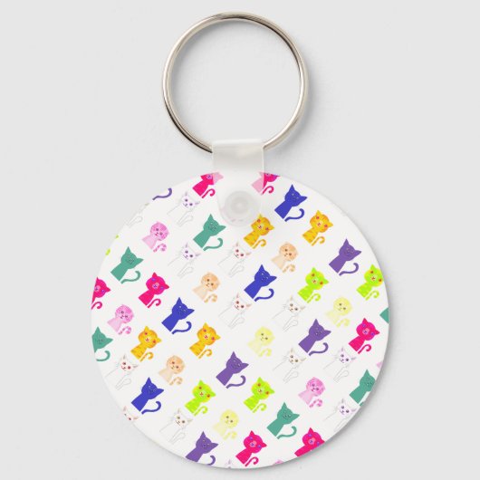 Mooie kleurrijke grappige katten patroon kenteken  sleutelhanger (Voorkant)