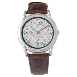 Mooie kleurrijke grappige monster patronen horloge