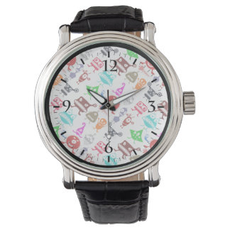 Mooie kleurrijke grappige monster patronen horloge