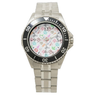Mooie kleurrijke grappige monster patronen horloge