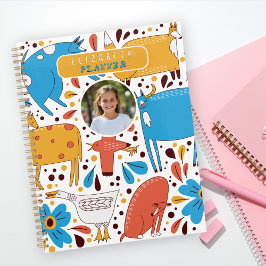 Mooie Kleurrijke Handgetekende Dieren Aangepaste N Planner