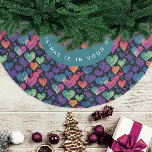 Mooie Kleurrijke Hart Kerst Waterverf Kerstboom Rok