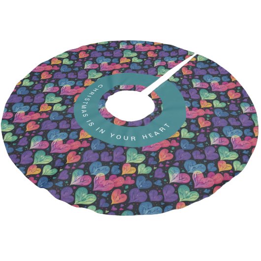 Mooie Kleurrijke Hart Kerst Waterverf Kerstboom Rok (Gekanteld)