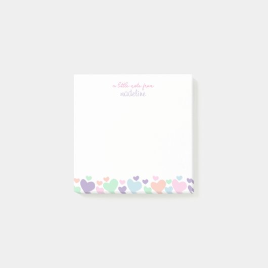 Mooie Kleurrijke Hart Meisjesachtig Script Schrijf Post-it® Notes (Voorkant)