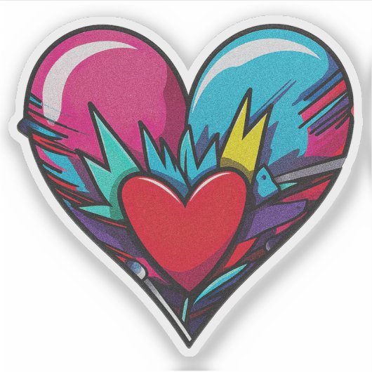 Mooie Kleurrijke Hartsticker - Valentijnsticker Sticker (Voorkant)