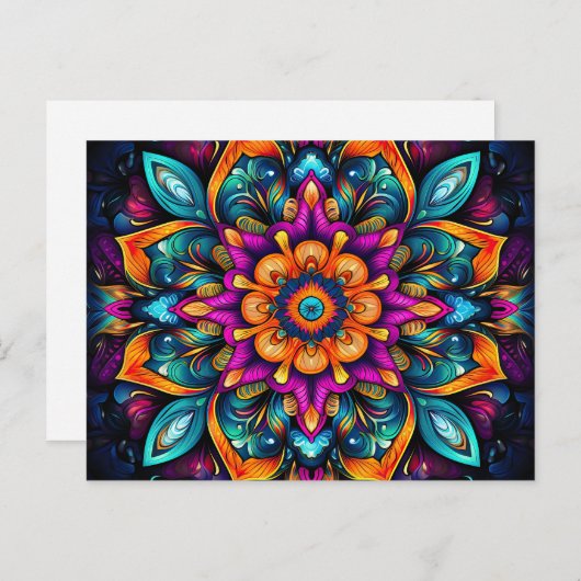 Mooie kleurrijke Heilige Geometrie Mandala Art Briefkaart (Voorkant / Achterkant)