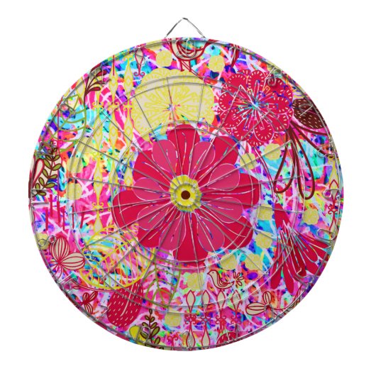 Mooie kleurrijke heldere bloemen dartbord (Voorkant)