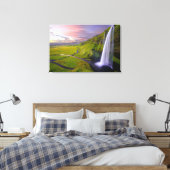Mooie kleurrijke heldere groene waterval muur kuns canvas afdruk (Insitu (Slaapkamer))