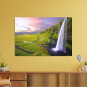 Mooie kleurrijke heldere groene waterval muur kuns canvas afdruk (Insitu (Woonkamer))