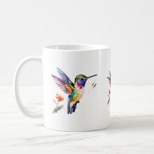 Mooie, kleurrijke illustratie van kolibrie koffiemok