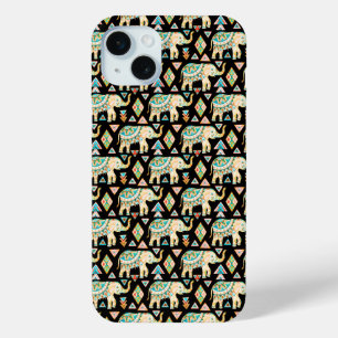 Mooie kleurrijke Indiase olifantenpatroon iPhone 15 Mini Hoesje