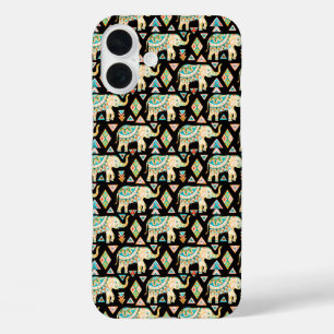 Mooie kleurrijke Indiase olifantenpatroon iPhone 16 Plus Hoesje
