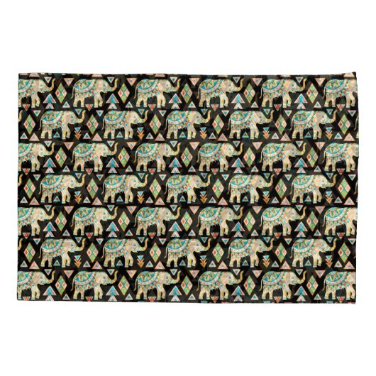 Mooie kleurrijke Indische olifantenpatroon Kussensloop (Achterkant-Links)