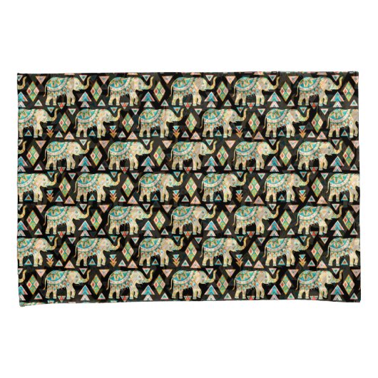 Mooie kleurrijke Indische olifantenpatroon Kussensloop (Voorkant-Rechts)