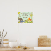 Mooie Kleurrijke Jungle Dieren Tropische Baby Borr Poster (Keuken)