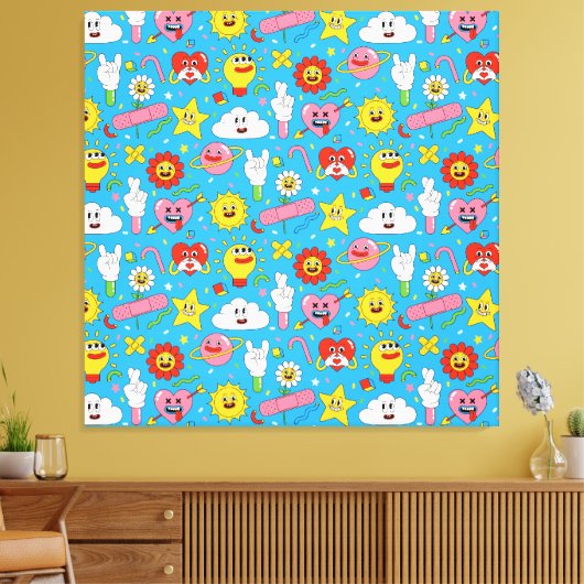 Mooie Kleurrijke Karakters Pop Art Canvas (Insitu (Woonkamer))