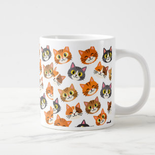 Mooie Kleurrijke Kattenkoppen Patroon Grote Koffiekop