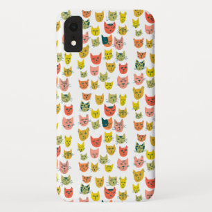 Mooie kleurrijke kattenpatroon op wit Case-Mate iPhone case