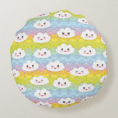 Mooie Kleurrijke Kawaii Emoji Wolken Patroon Rond Kussen (Achterkant)