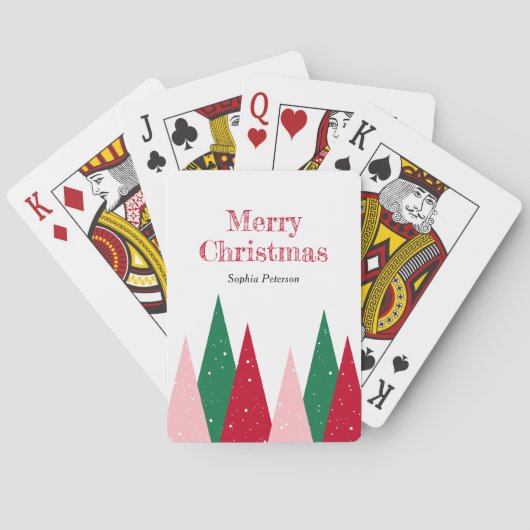 Mooie Kleurrijke Kerstbomen Modern Pokerkaarten (Achterkant)