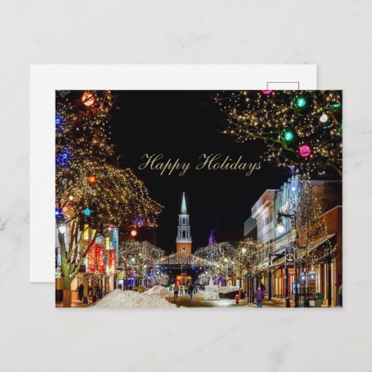 Mooie Kleurrijke Kerststad Nacht Uitnodiging Briefkaart (Voorkant / Achterkant)