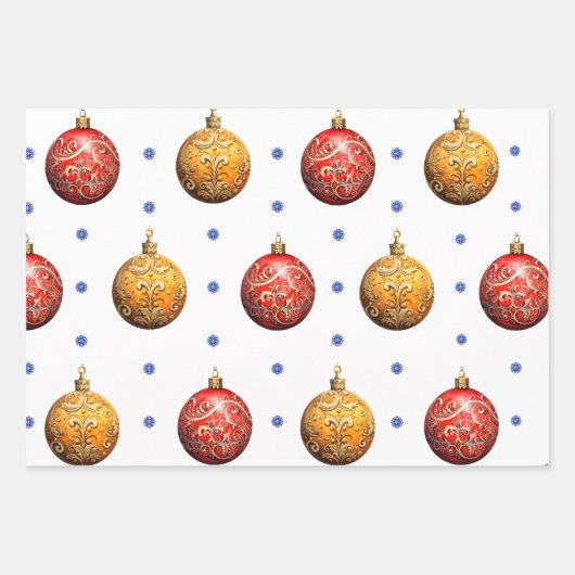 Mooie kleurrijke kerstversieringen op wit inpakpapier vel (Voorkant)