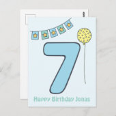 Mooie Kleurrijke Kinderen 7e Verjaardag Briefkaart (Voorkant / Achterkant)