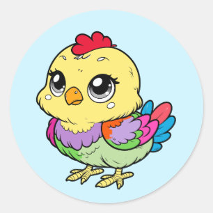 Mooie Kleurrijke Kip Sticker – Leuke Boerderij Kun