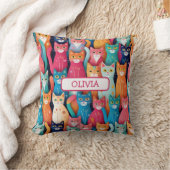 Mooie Kleurrijke Kittens Patroon Kussen (Deken)