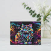 Mooie Kleurrijke Kitty Kat Kunst Briefkaart (Staand voorkant)