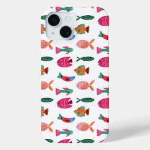 Mooie Kleurrijke Kleine Vistekening Naadloos Patro iPhone 15 Case