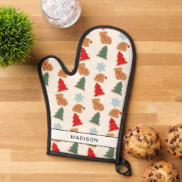 Mooie Kleurrijke Koekjes Patroon Kerstmis Ovenwant