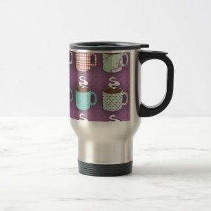 Mooie Kleurrijke Koffiekoppen Geïllustreerd Patroo Reisbeker