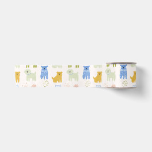 Mooie Kleurrijke Krijtjes Honden Inpakpapier  Satijnen Lint