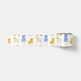 Mooie Kleurrijke Krijtjes Honden Inpakpapier Satijnen Lint