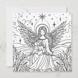 Mooie kleurrijke kunst Guardian Angel Feestdagenkaart