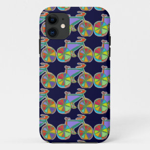 mooie, kleurrijke kunstfiets iPhone 11 hoesje